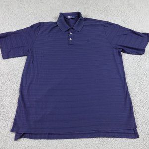 VTG Polo Golf Ralph Lauren 100% Pima Cotton Shirt Mens Large Navy Short Sleeve